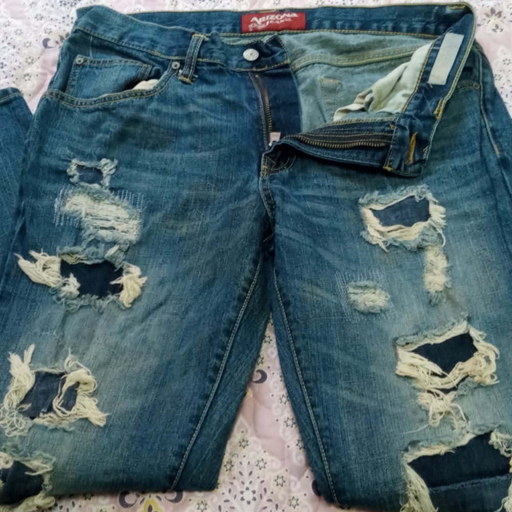 Arizona Jean Co Distressed Slim Straight Jeans Men's size 34×30